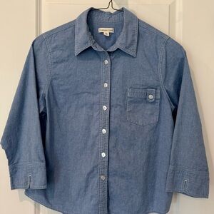 Coldwater Creek Women's Chambray Blue Button Down Shirt